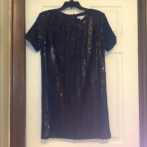 Black Sequin Shift Dress
